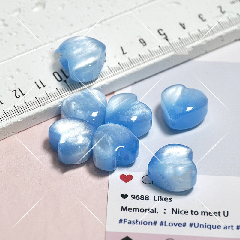 (5pcs)13x20mm Gradient Resin Heart Cat's Eye Beads