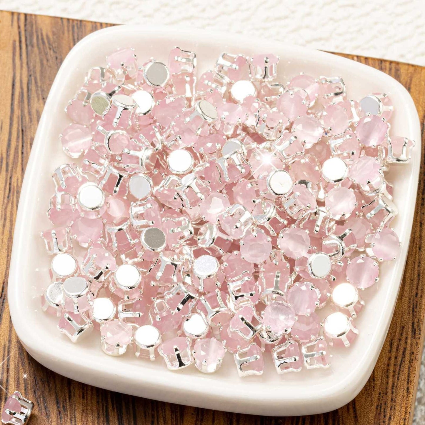 (100pcs)3mm Cat Eye Round Prong-Set CZ
