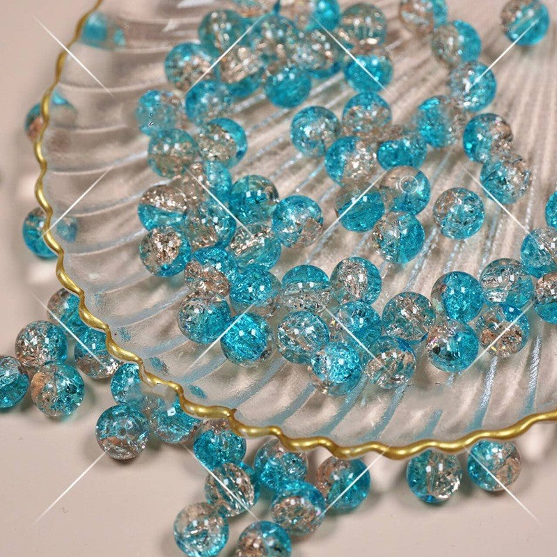 (200pcs)8/10mm Ice Crack Burst Crystal Glass Round Beads