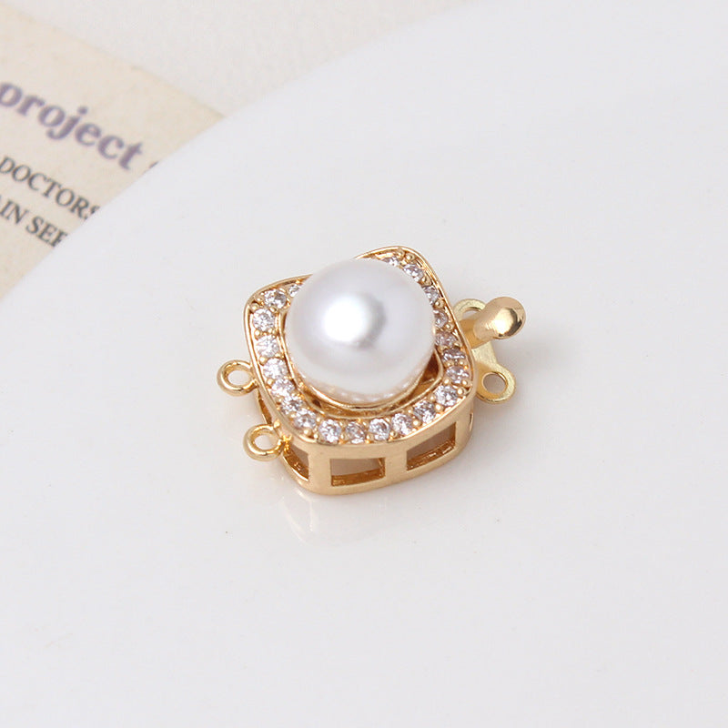 Double CZ Pearl Bracelet Clasp