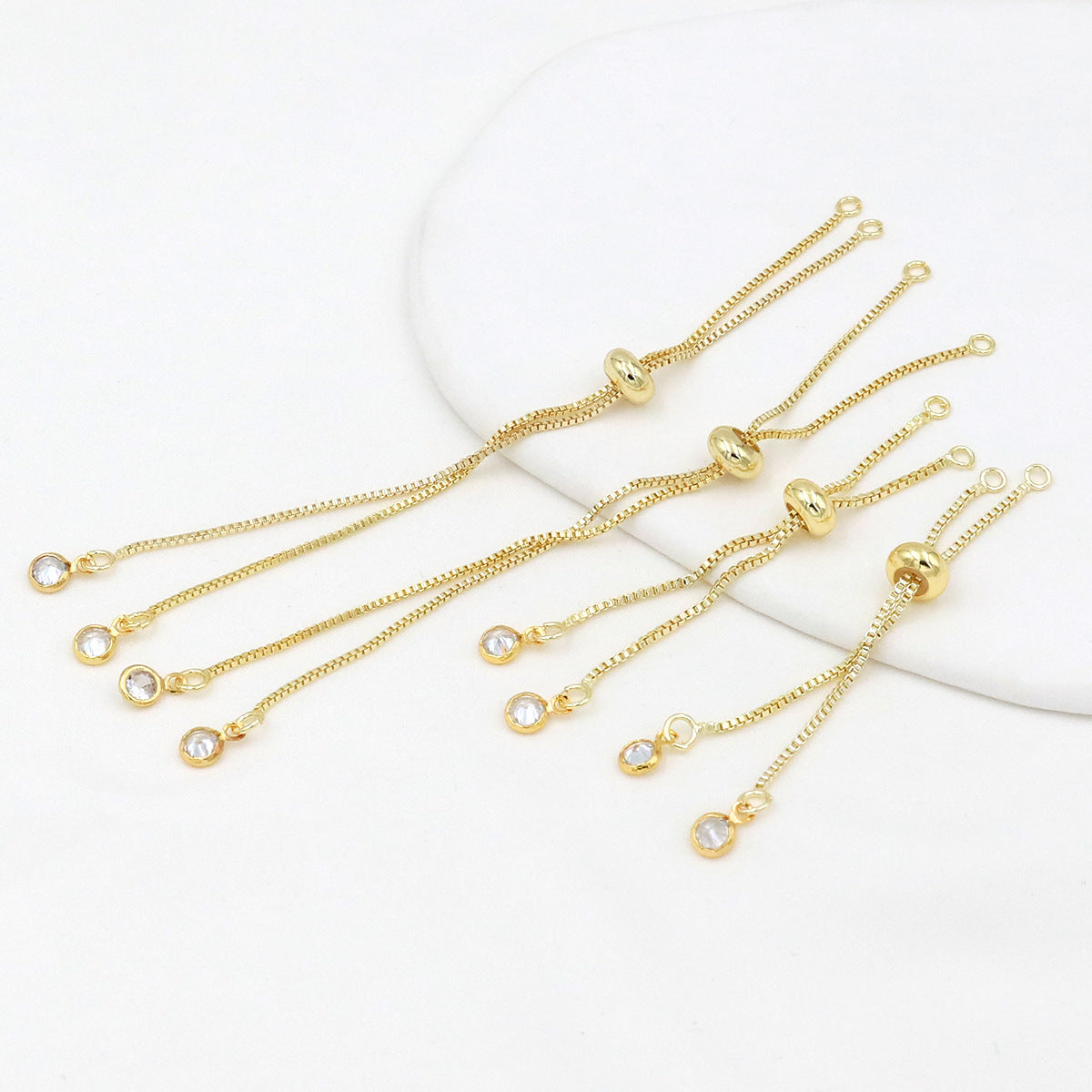 Adjustable Slider Chain With CZ Cubic Zirconia Ends