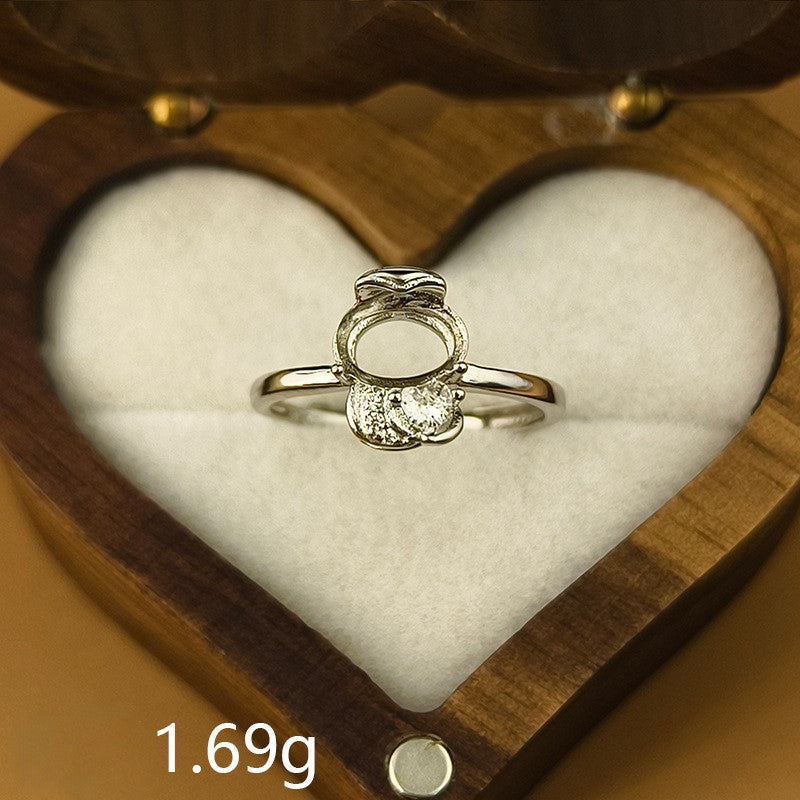 925 Sterling Silver Zodiac Ring Mount for 6x8mm Oval Gemstone, Unset DIY