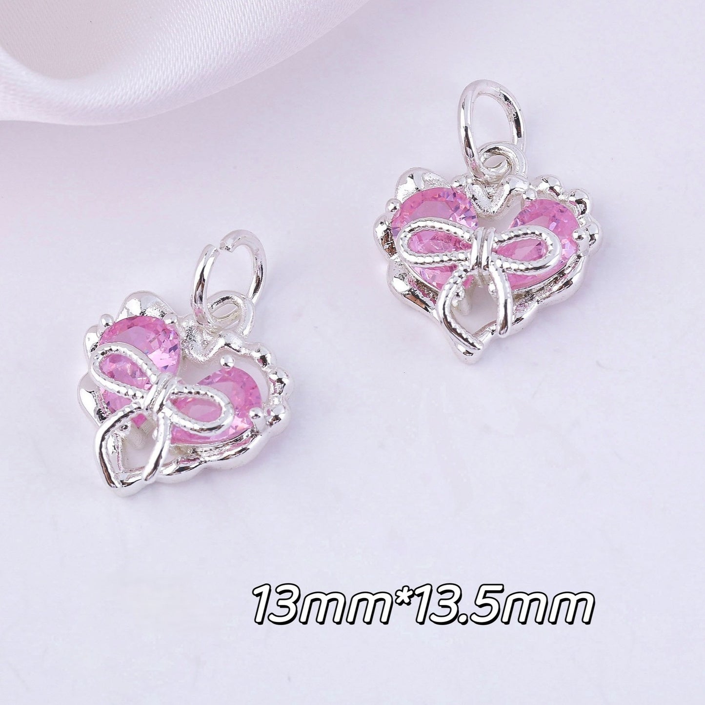 (5pcs)Micro-Set Cubic Zirconia Bowknot Pendants