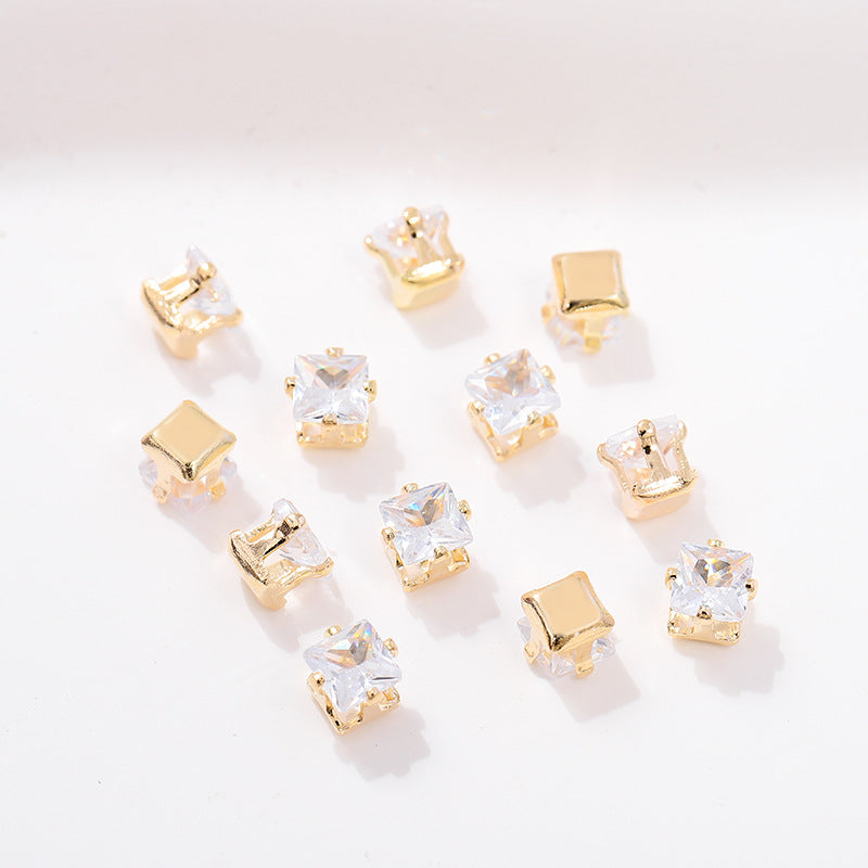 (100pcs)All Shape Geometric Zirconia Prong-Set CZ