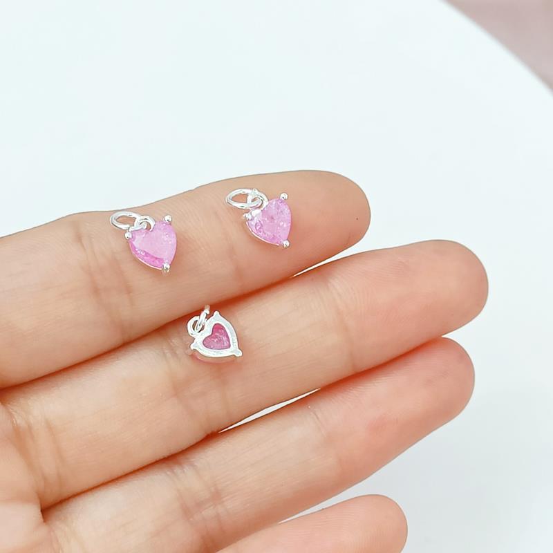 10pcs Micro-Paved CZ Crushed Ice Heart Pendant