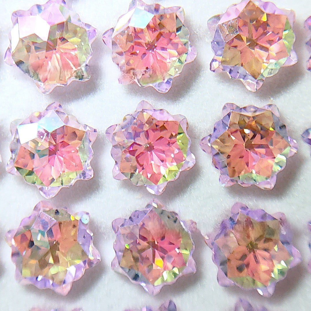 5A 6mm Hexagram Christmas Blizzard Cut Coated Loose CZ Stone - 2pcs