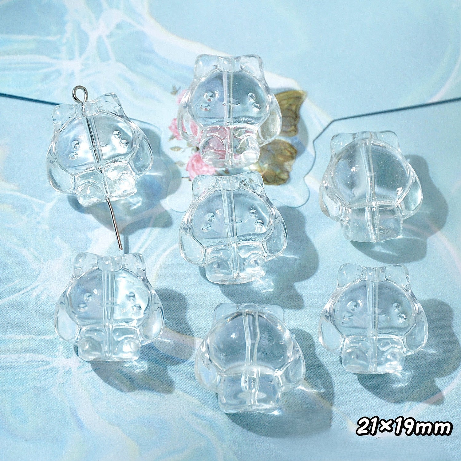 (50pcs)White Crystal Imitation Double-Pointed Irregular Glass Beads