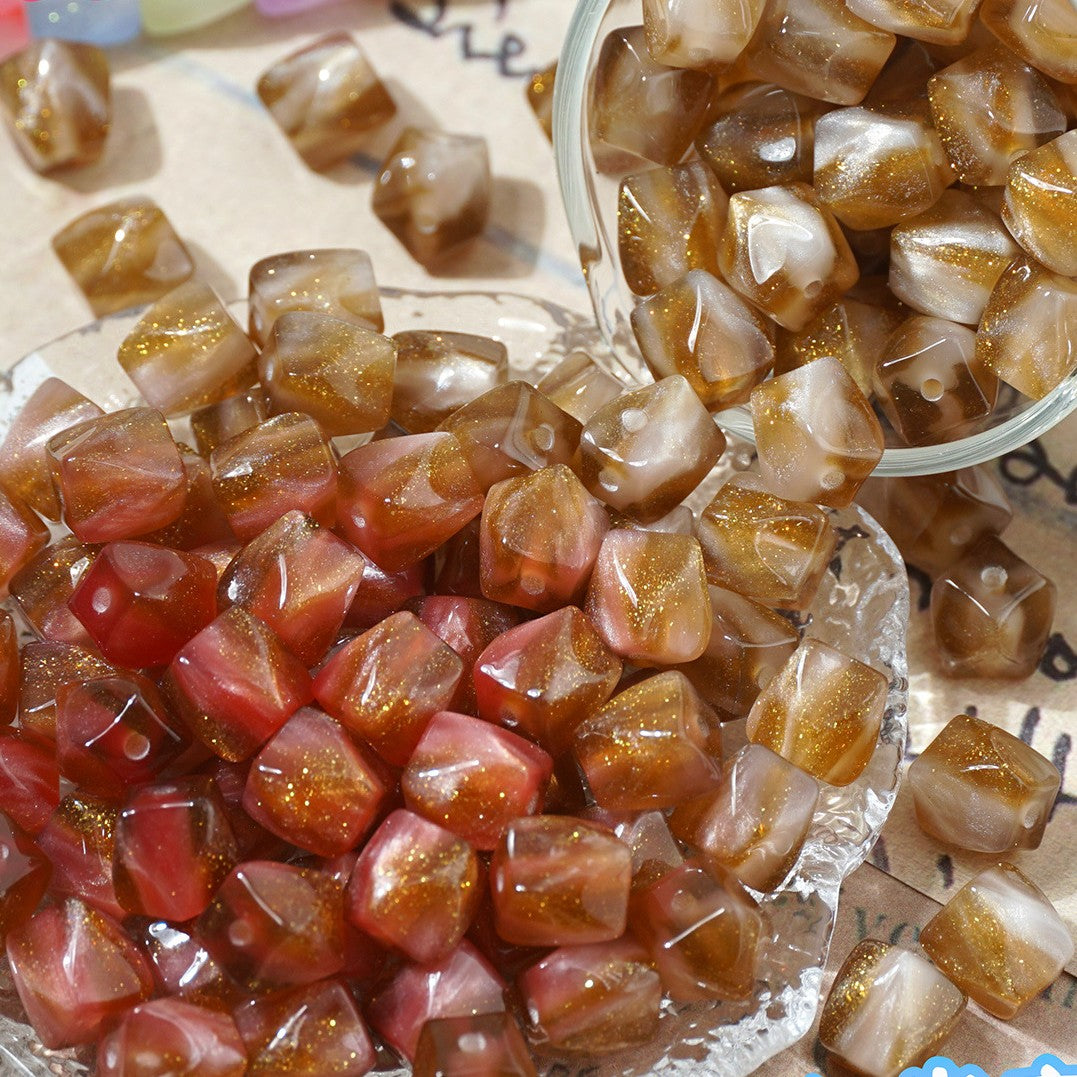 (50pcs)10mm Color Changing Resin Octagonal Pearlescent Thermal Beads