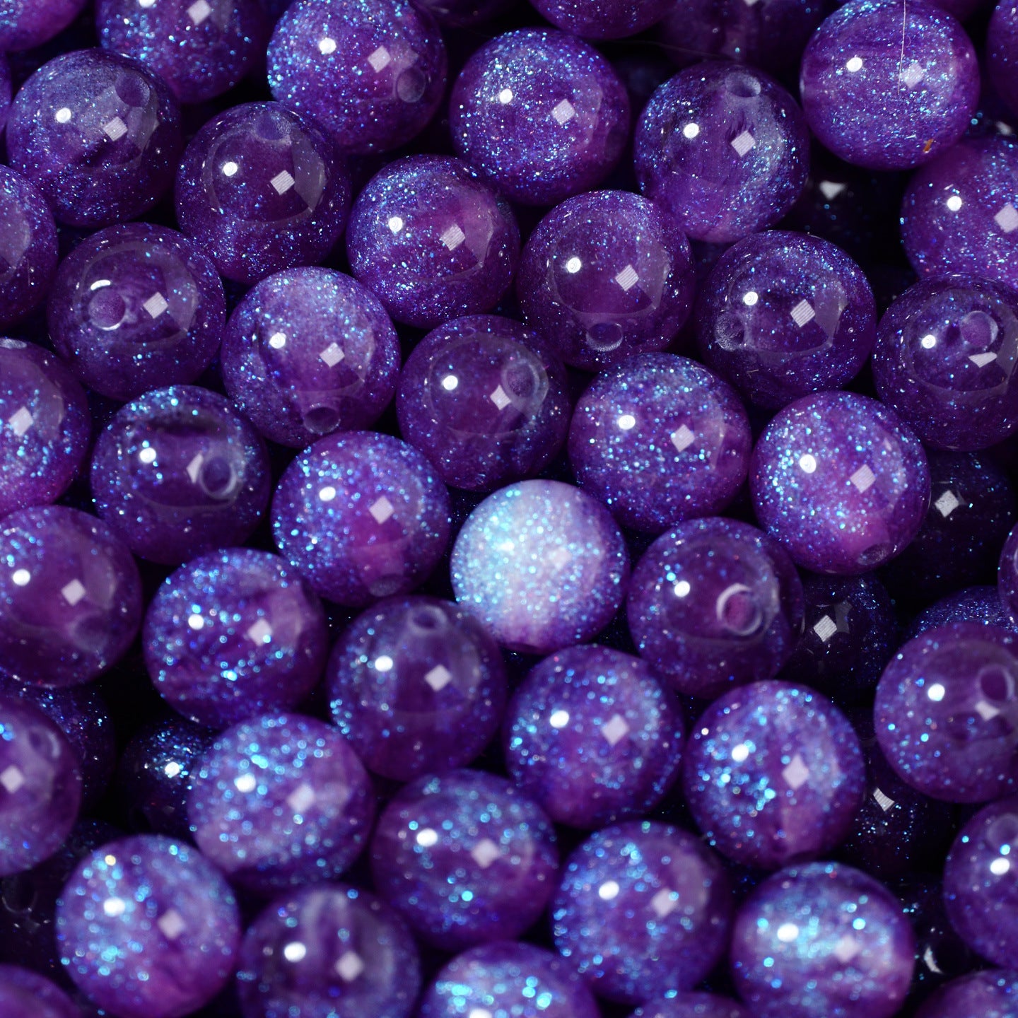 (50pcs)6/8/10/12/16/20mm Starry Mermaid Iridescent Resin Round Beads