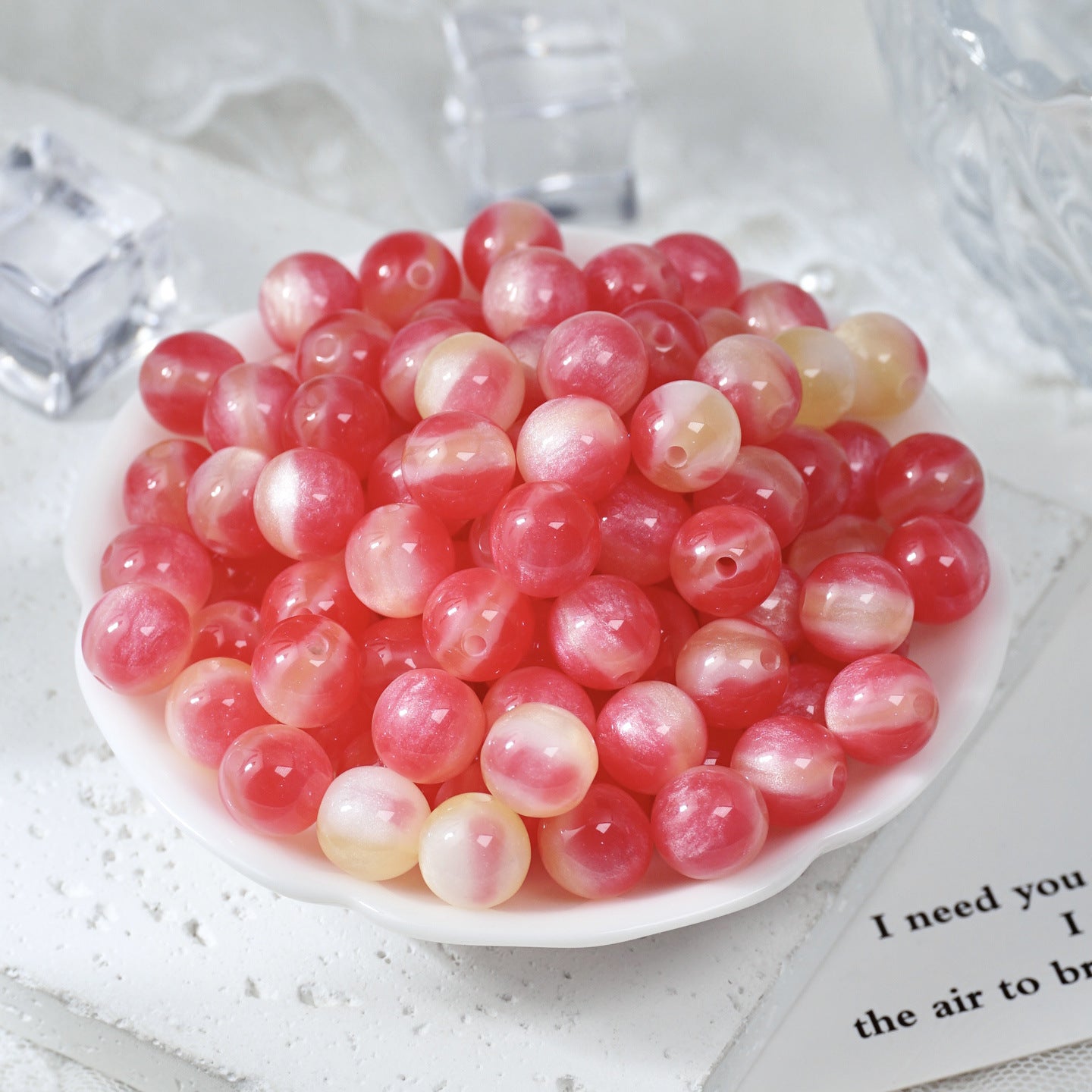 (50pcs)8/10/12/16MM Glow-in-the-Dark Resin Gradient Round Beads - Luminous Galaxy Series