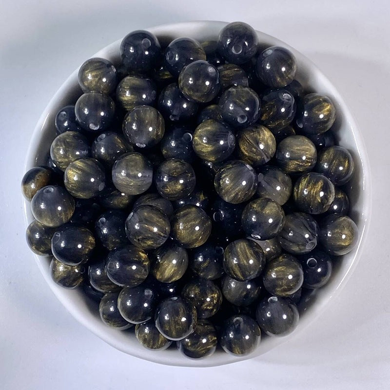 (50pcs)8/10/12/16MM Gilded Resin Beads- Oil-Painted Hues