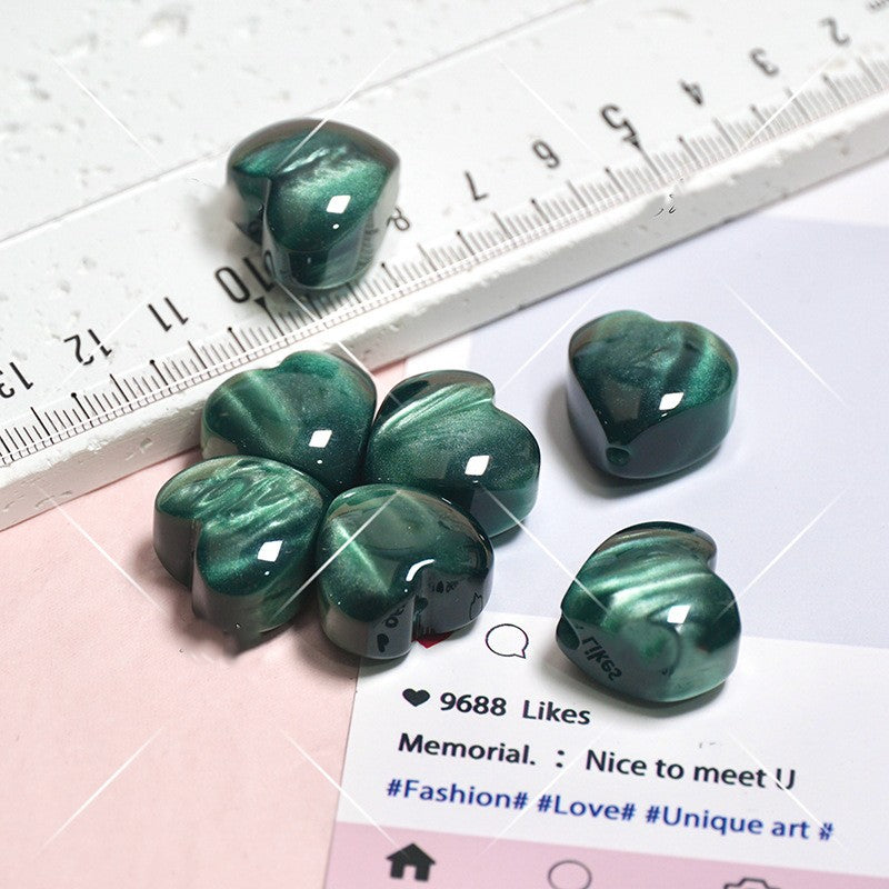 (5pcs)13x20mm Gradient Resin Heart Cat's Eye Beads