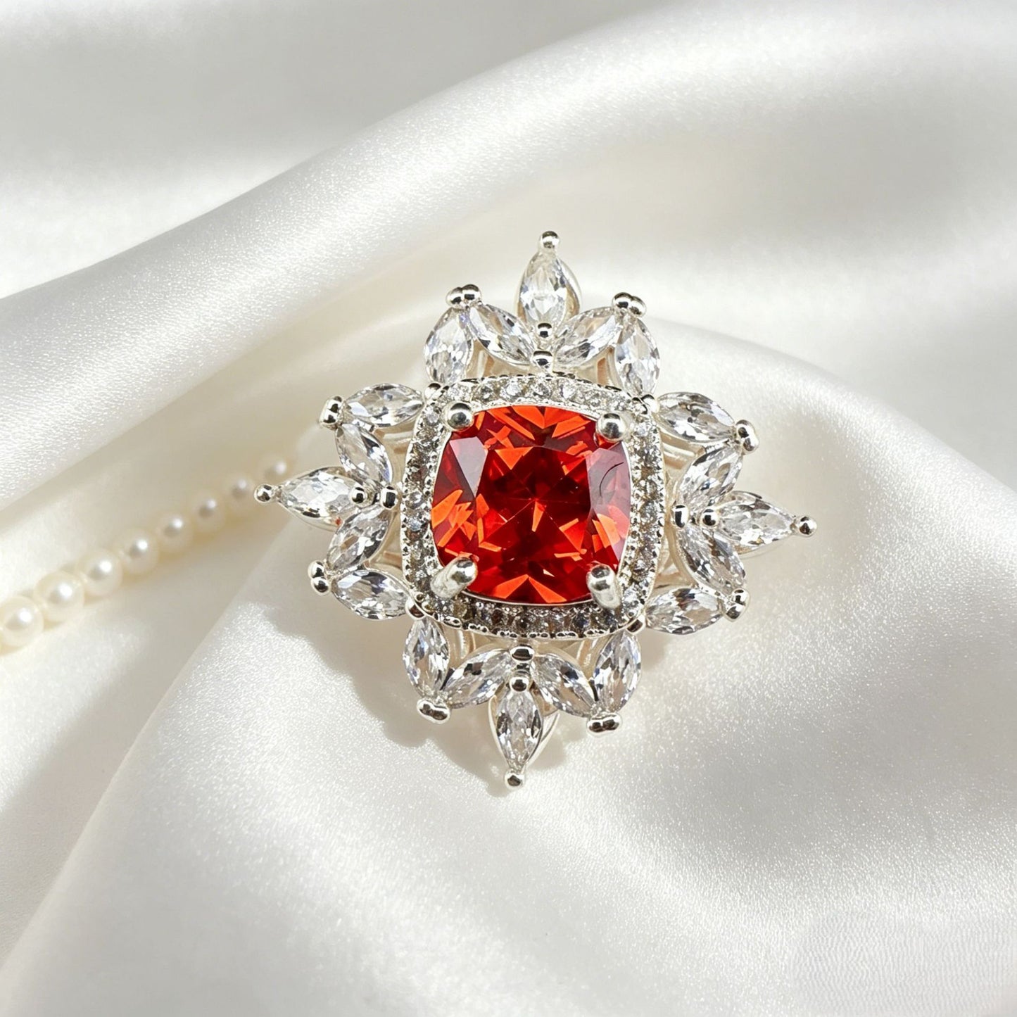 Diamond Sunflower Rose Full CZ Spacer Bead