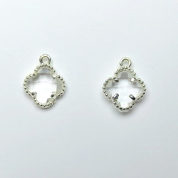 10pcs 12x15mm Crystal Glass Bezel Pendant Four-Leaf Clover Pendant