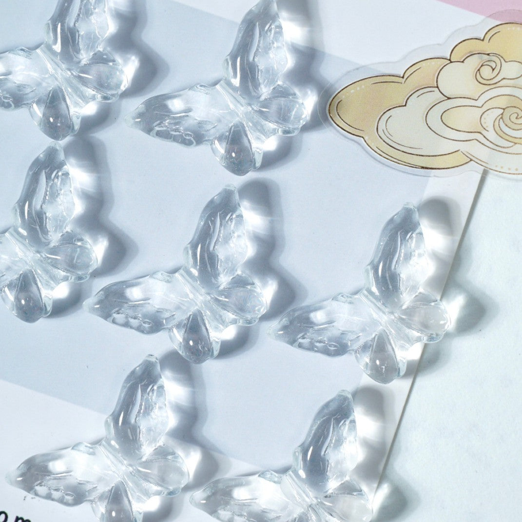 (50pcs)20x30mm Carved Glass Butterfly