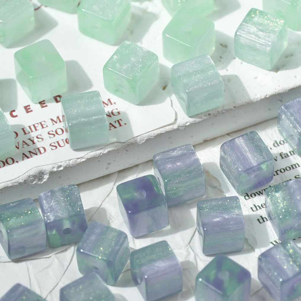 (50pcs)8mm Sugar Cube Light-Sensitive Beads - UV Reactive Resin Beads