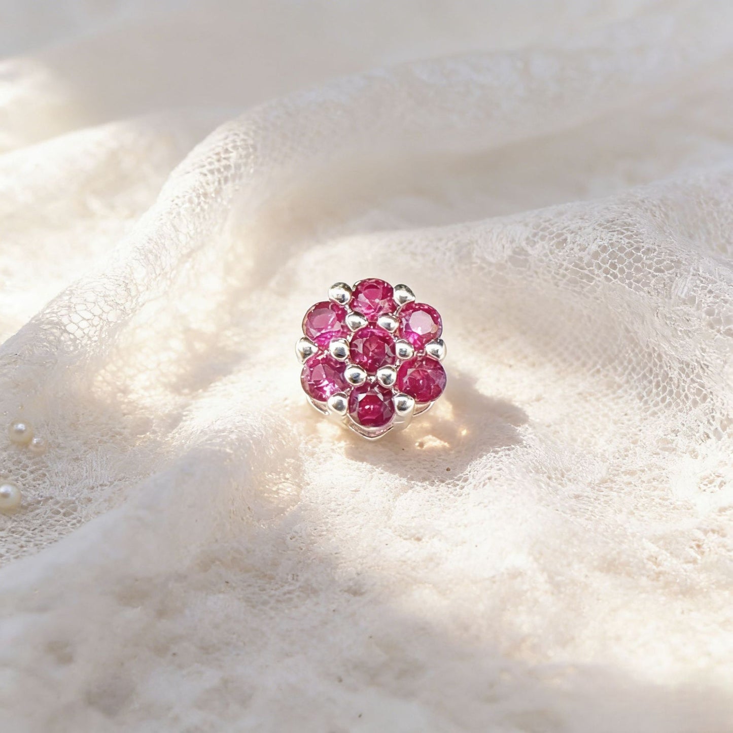 10pcs CZ-Set Flower Circle Spacer Bead