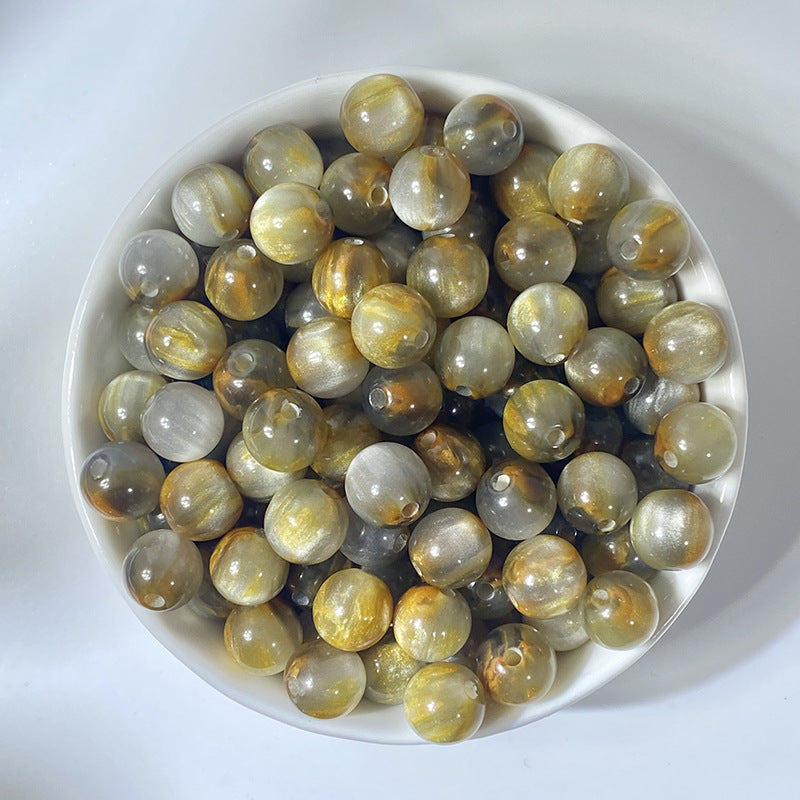 (50pcs)6/8/10/12/16mm Starry Resin Orbs - Golden Sands & Cat's Eye Beads