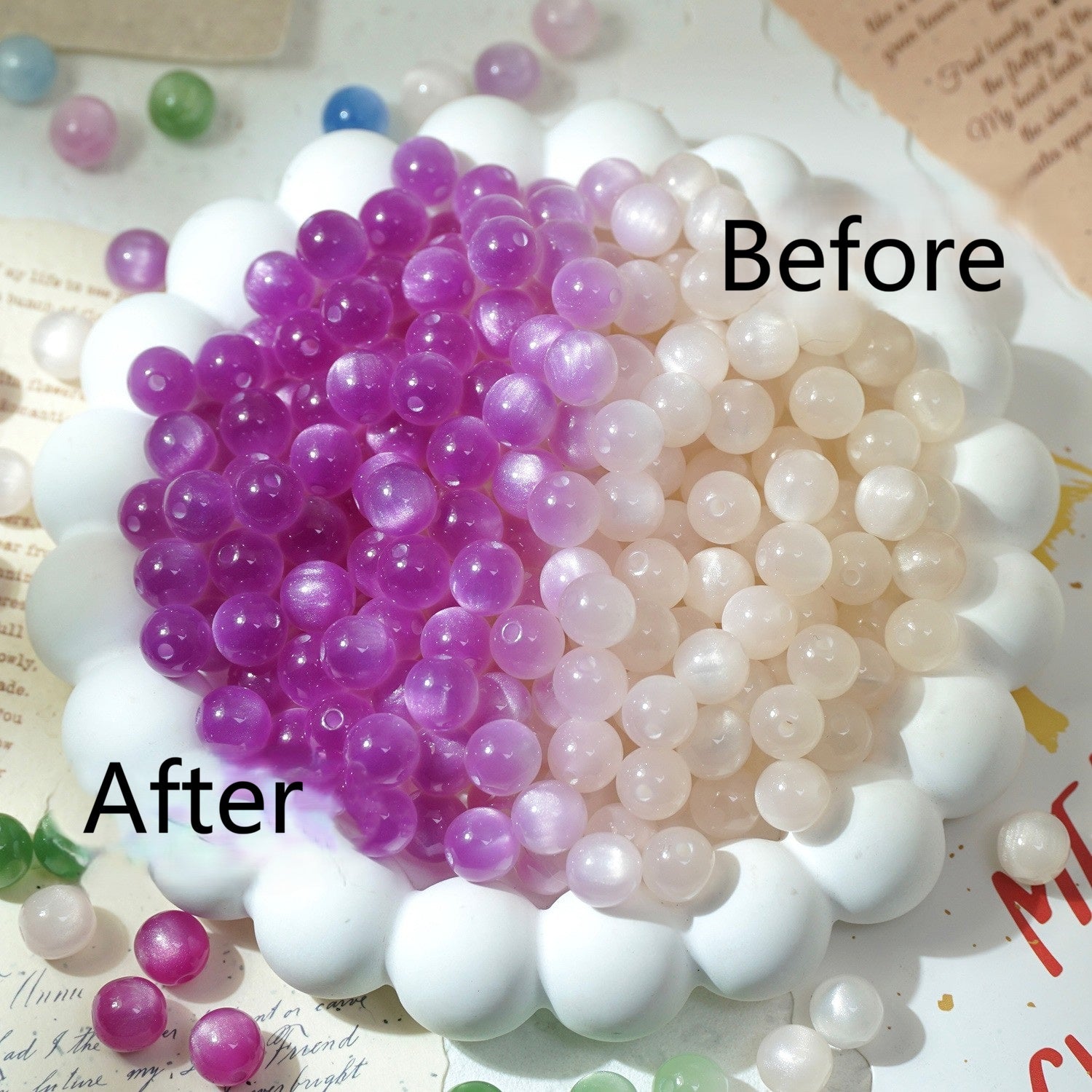 (50pcs)8/10/12/16mm Color-Changing Resin Round Beads - Light & Temperature Sensitive