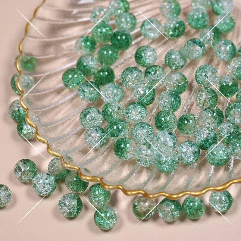 (200pcs)8/10mm Ice Crack Burst Crystal Glass Round Beads