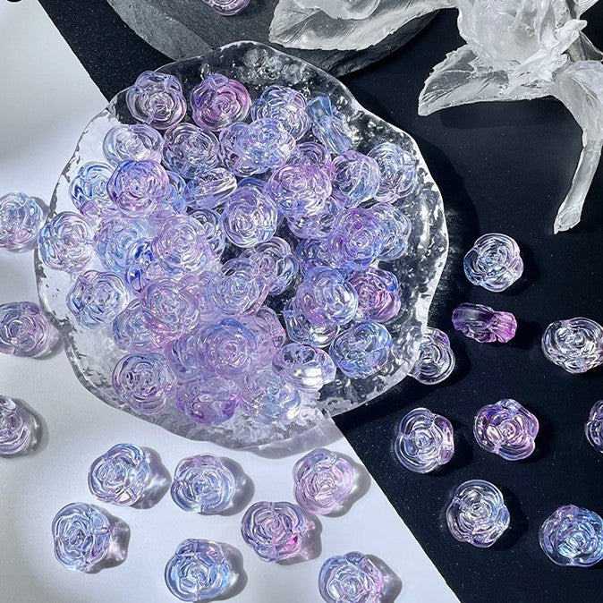 (50pcs)12mm Glass Rose Beads