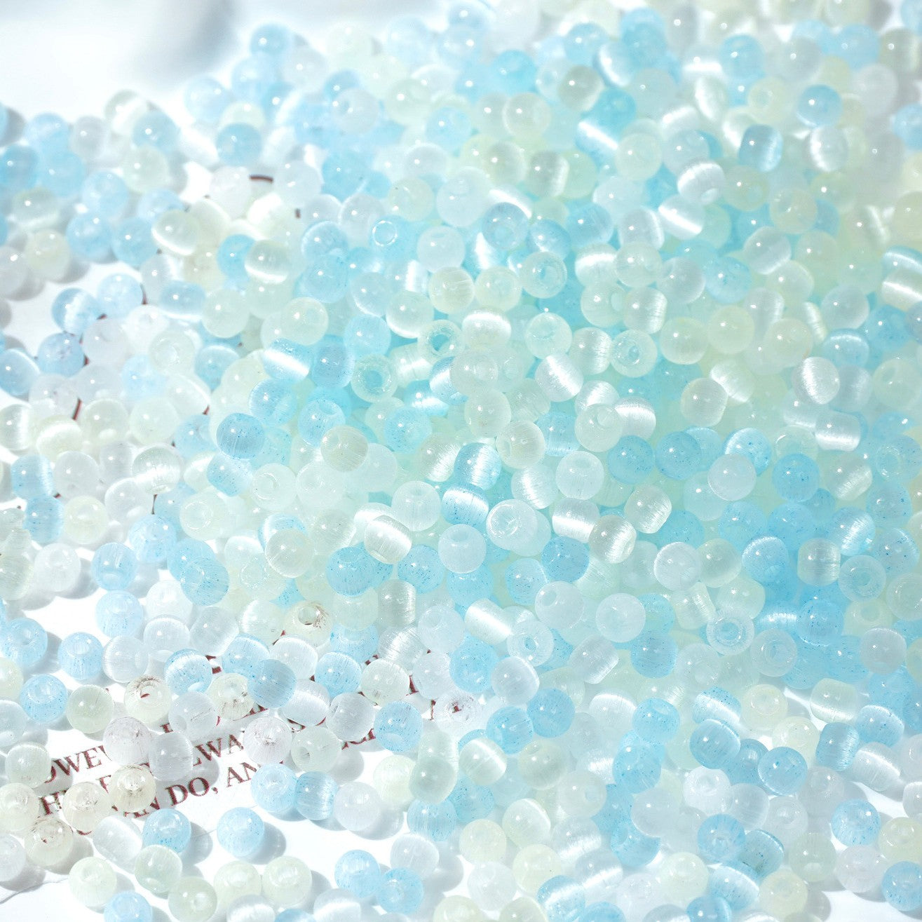 (500pcs)4mm Brushed Cat's Eye Round Glass Seed Beads