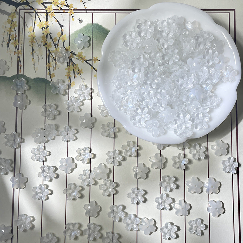 (50pcs)10mm 3D Sakura Flower Glass Beads