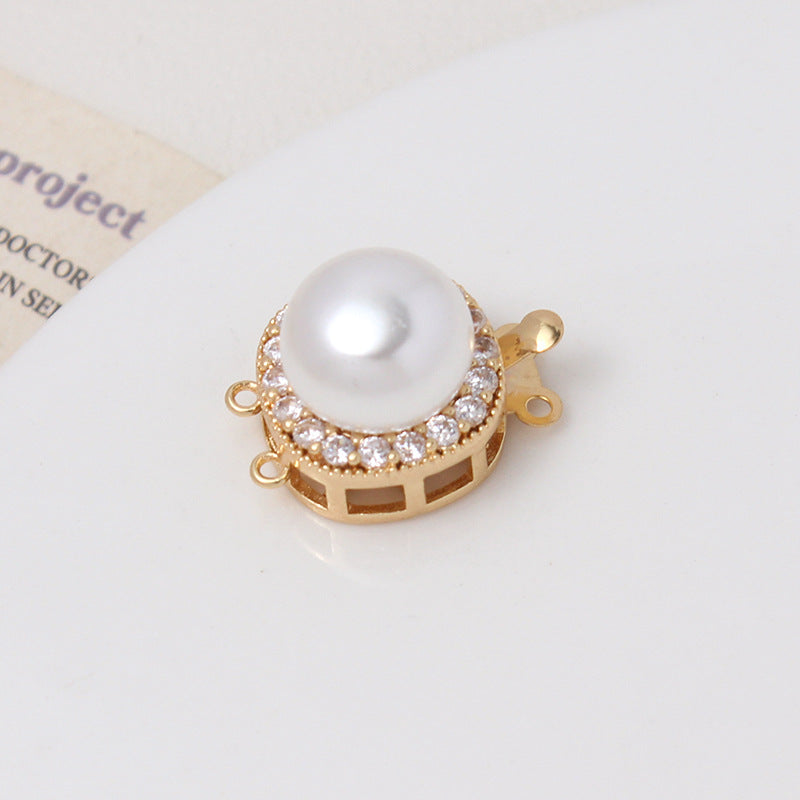 Double CZ Pearl Bracelet Clasp