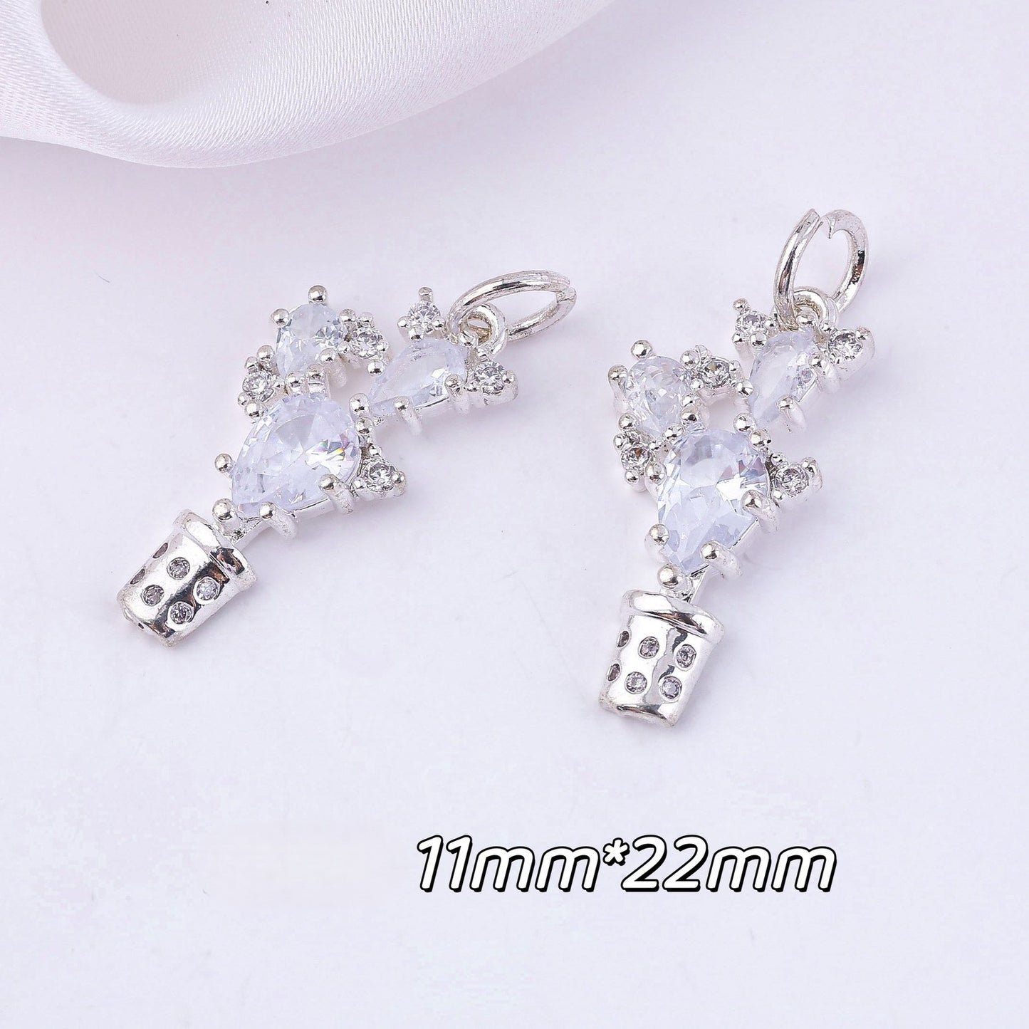 (5pcs)Micro-Set Cubic Zirconia Bowknot Pendants