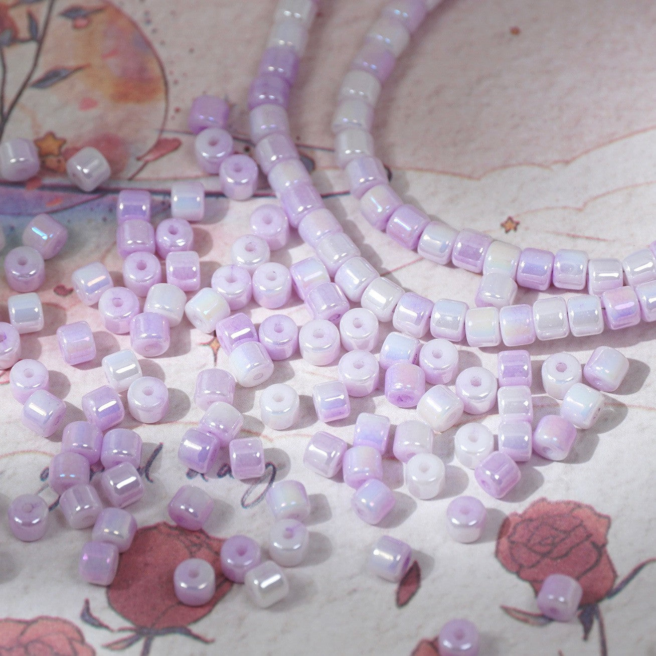 (100pcs)4mm Crystal Porcelain Effect Glass Barrel Beads
