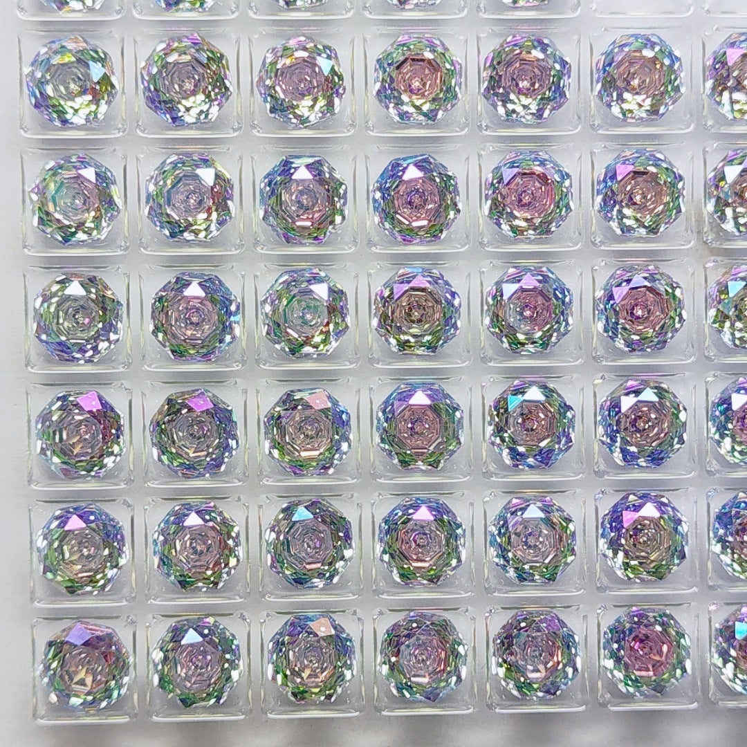 5A 6-8mm Octagonal Coated Sandwich Rose Cut Loose CZ Stone - 2pcs