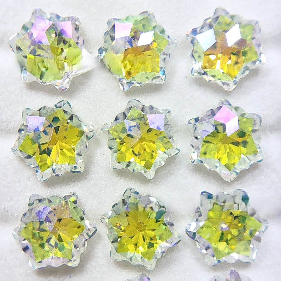 5A 6mm Hexagram Christmas Blizzard Cut Coated Loose CZ Stone - 2pcs