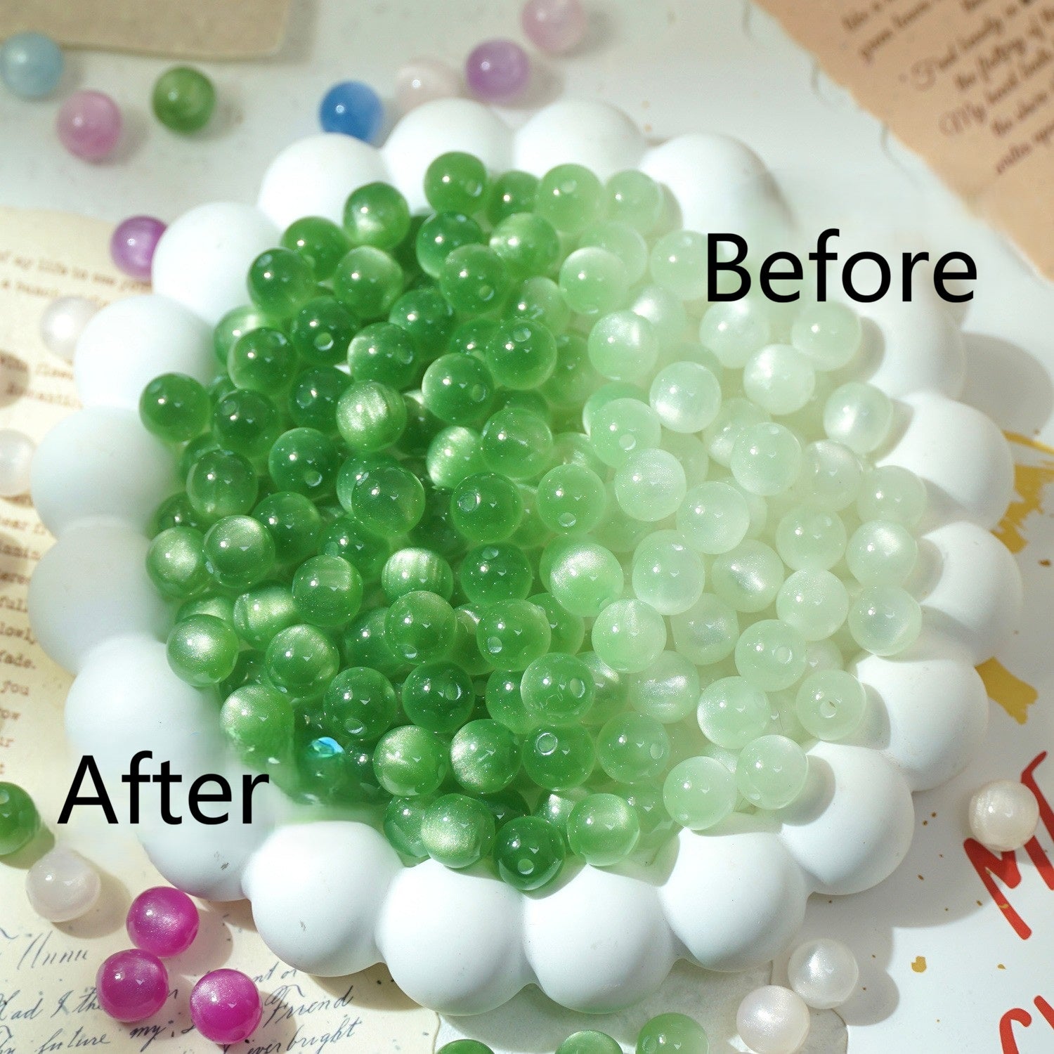 (50pcs)8/10/12/16mm Color-Changing Resin Round Beads - Light & Temperature Sensitive