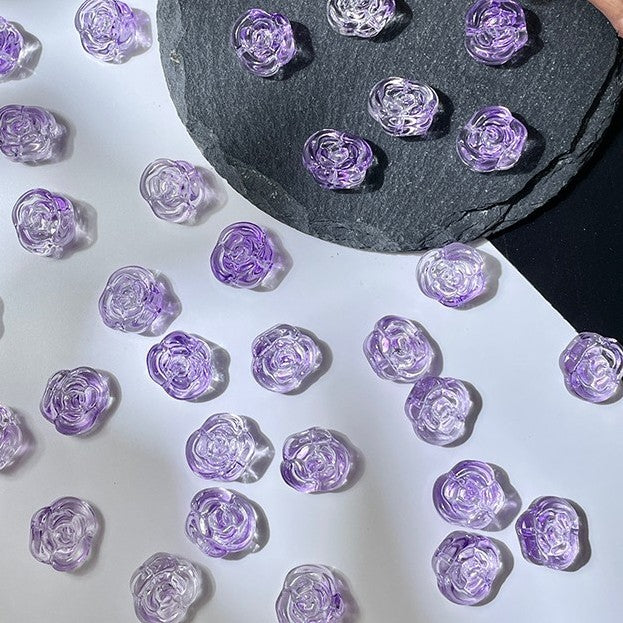 (50pcs)12mm Glass Rose Beads