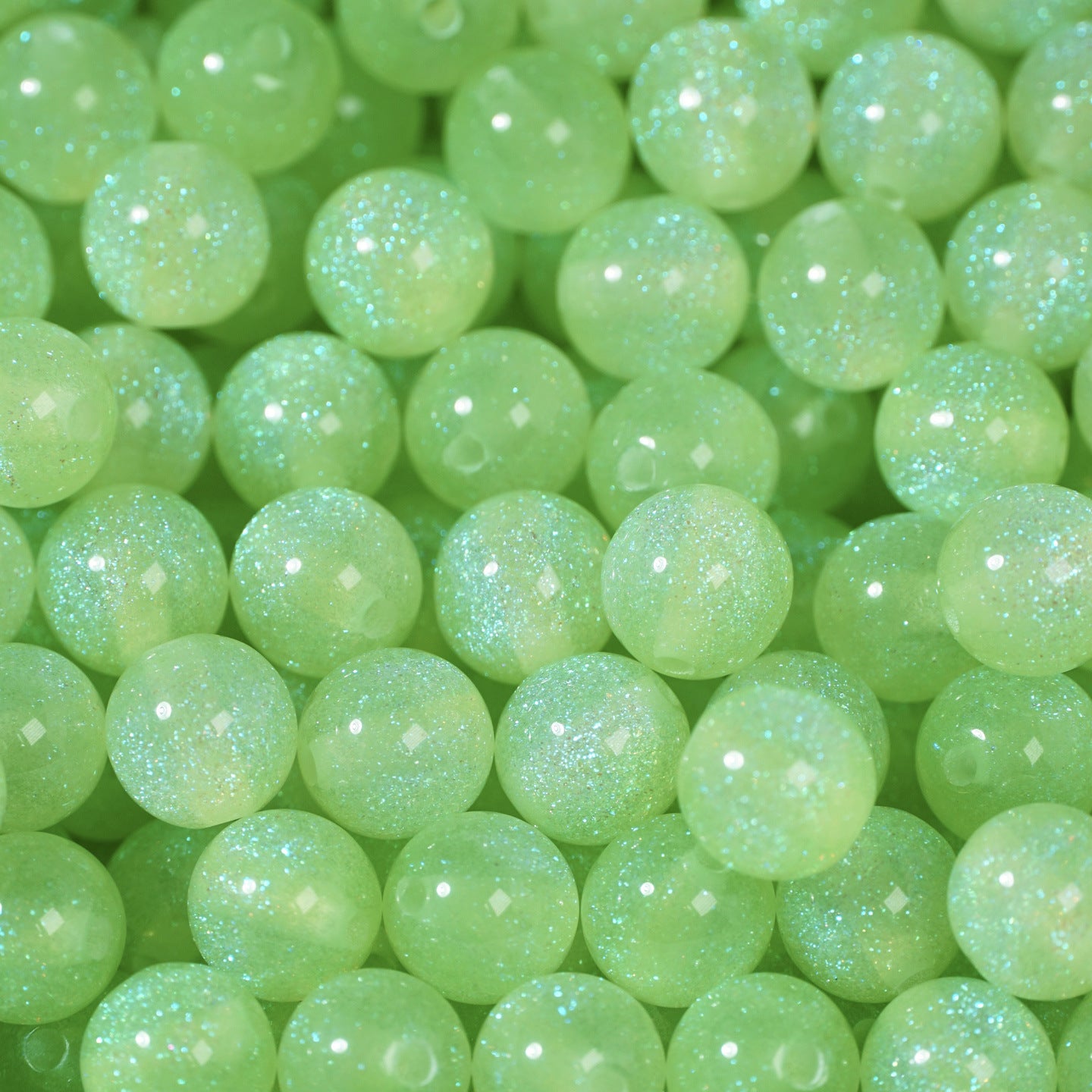 (50pcs)6/8/10/12/16/20mm Starry Mermaid Iridescent Resin Round Beads