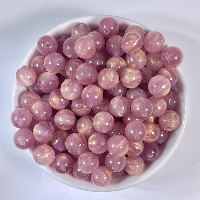 (50pcs)8/10/12/16MM Gilded Resin Beads- Oil-Painted Hues