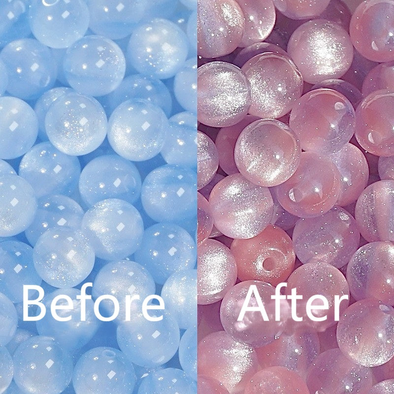 (50pcs)8/10/16mm Light & Temperature Color-Changing Resin Round Beads