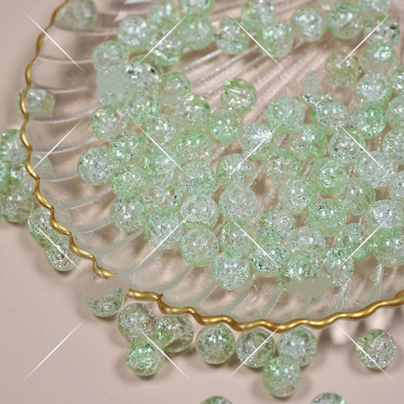 (200pcs)8/10mm Ice Crack Burst Crystal Glass Round Beads
