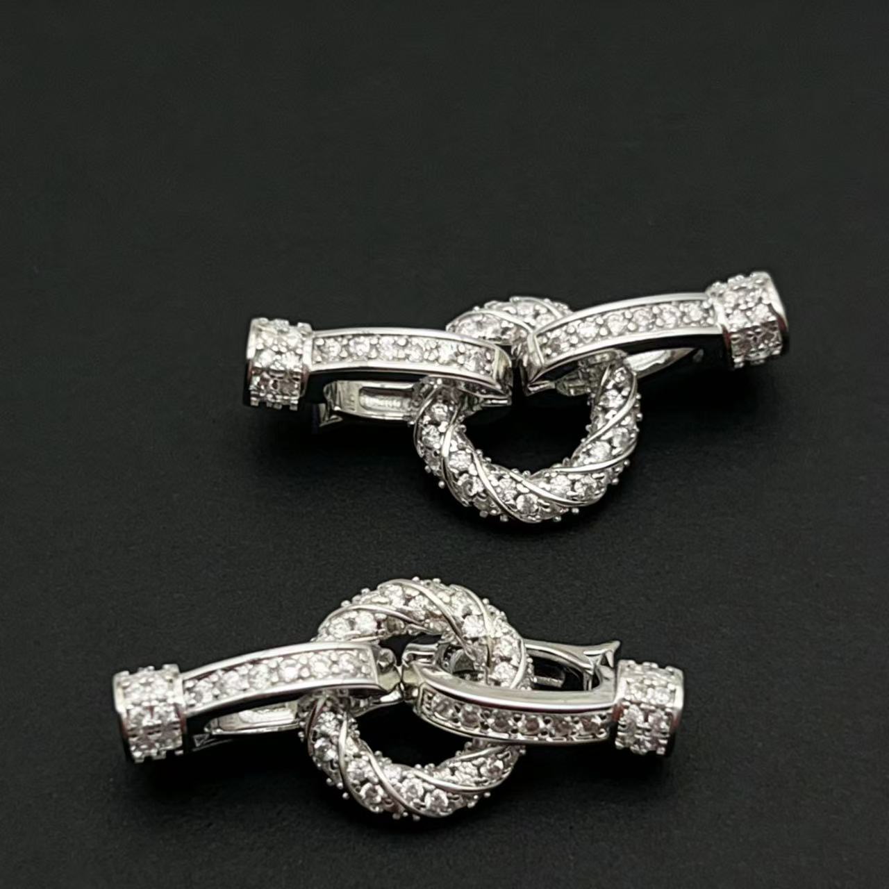 Plated Twisted Rope Clasp with Full Paved Diamonds