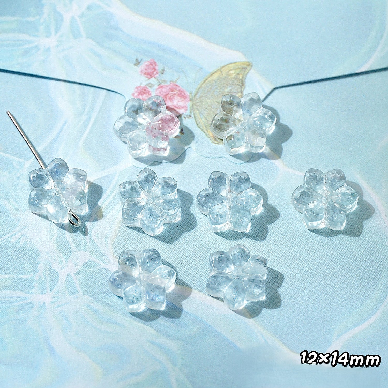 (50pcs)White Crystal Imitation Double-Pointed Irregular Glass Beads