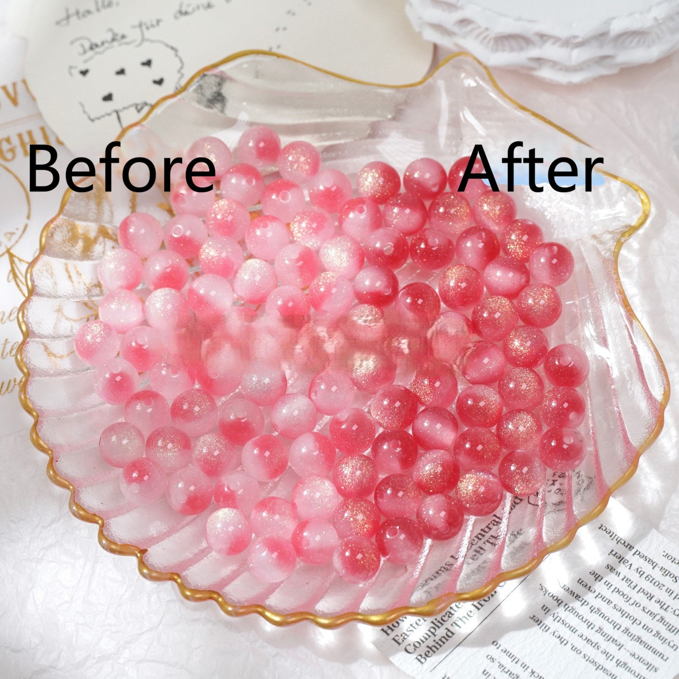 (50pcs)8/10/12/16mm Tri-Color Goldstone Light-Sensitive Resin Round Beads