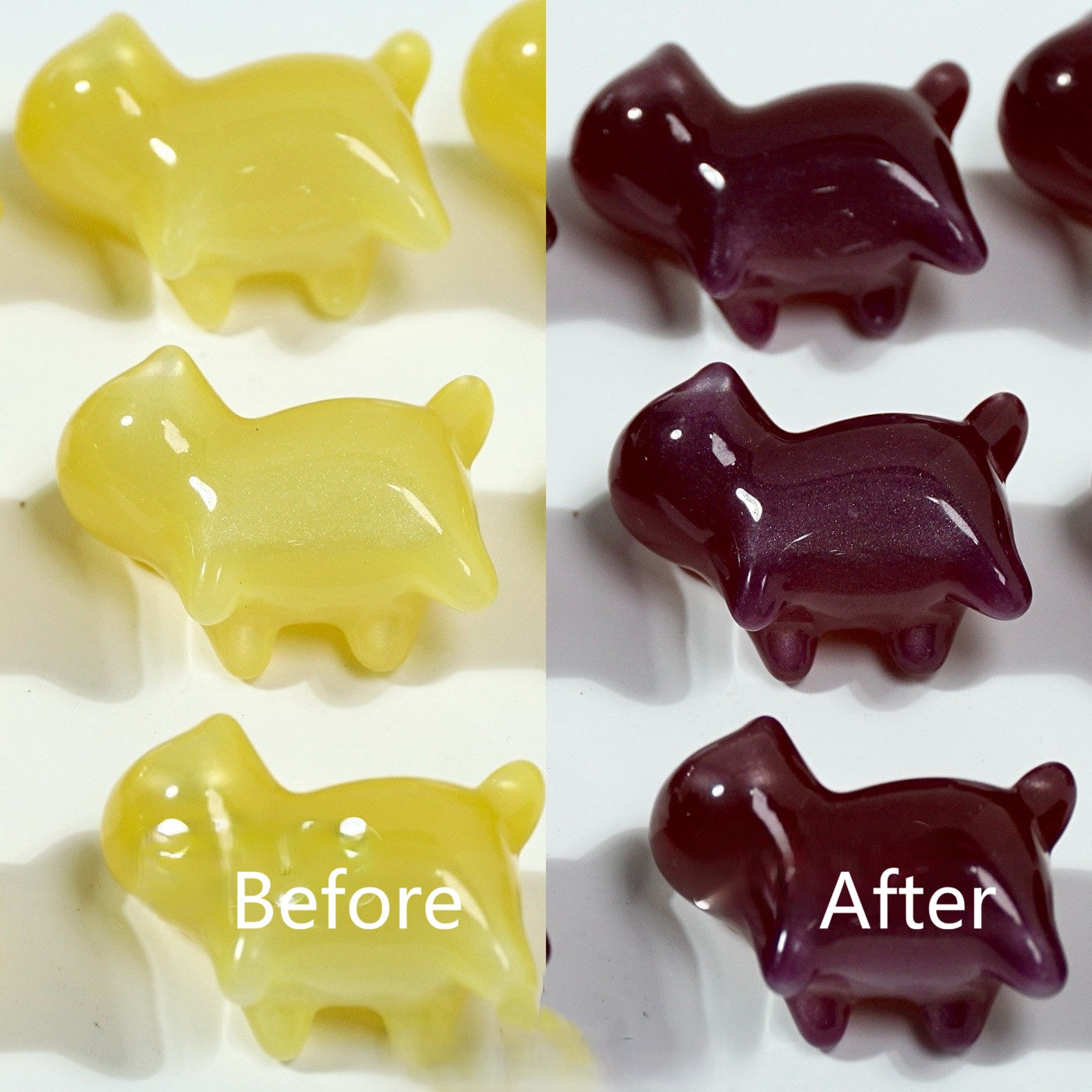 (5pcs)UV Color-Changing Resin Small Cat's Eye Cat Bead-No Holes