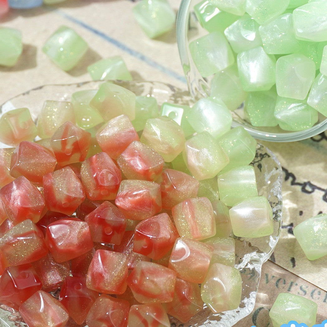 (50pcs)10mm Color Changing Resin Octagonal Pearlescent Thermal Beads