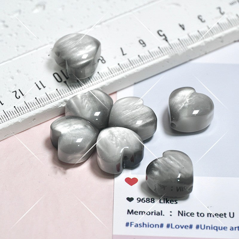(5pcs)13x20mm Gradient Resin Heart Cat's Eye Beads