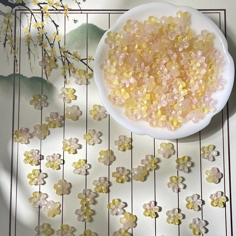(50pcs)10mm 3D Sakura Flower Glass Beads