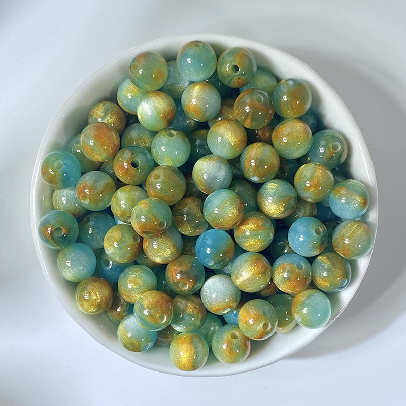 (50pcs)6/8/10/12/16mm Starry Resin Orbs - Golden Sands & Cat's Eye Beads