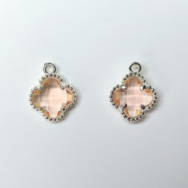 10pcs 12x15mm Crystal Glass Bezel Pendant Four-Leaf Clover Pendant