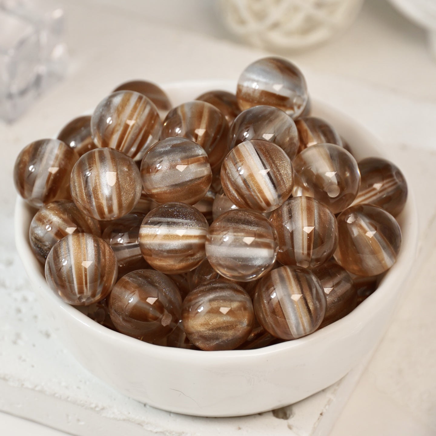 (50pcs)8/10/12/16mm Two-Tone Brushed Cat's Eye Resin Round Beads