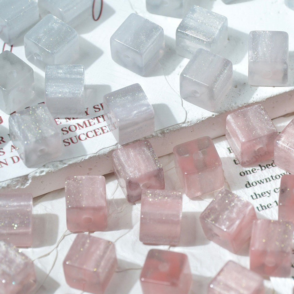(50pcs)8mm Sugar Cube Light-Sensitive Beads - UV Reactive Resin Beads