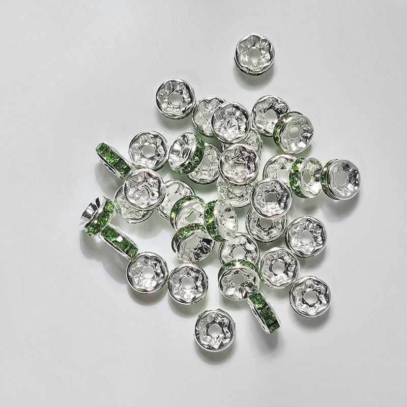 (50pcs)8/10/12mm Copper Rhinestone Ring Bead Caps / Pearl Spacers